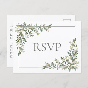 Eucalyptus Botanische Sage Green Wedding RSVP Uitz Uitnodiging Briefkaart