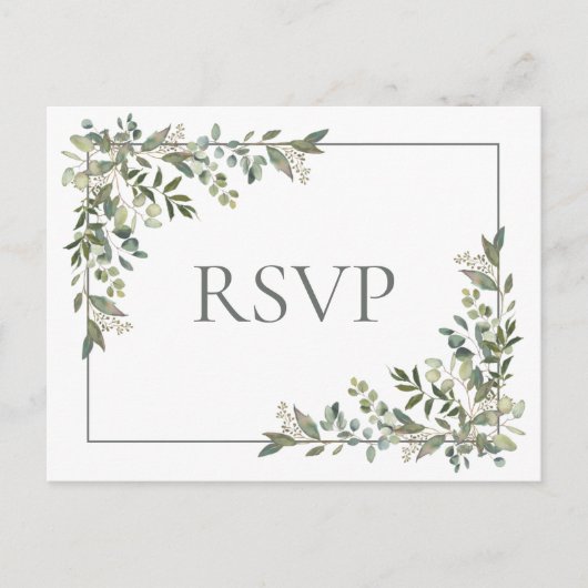 Eucalyptus Botanische Sage Green Wedding RSVP Uitz Uitnodiging Briefkaart (Voorkant)