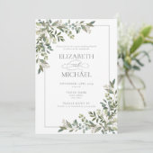 Eucalyptus Botanische Salie Groene Post Bruiloft B Kaart (Staand voorkant)