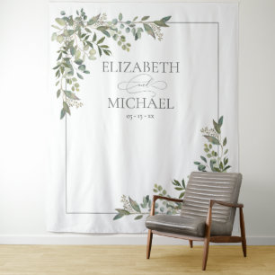Eucalyptus botanische saliegroene trouwfoto wandkleed