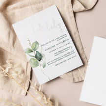 Eucalyptus Botanische Script Baby Shower Zilver