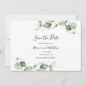 Eucalyptus Botanische Script Minimalist Save The Date (Voorkant)