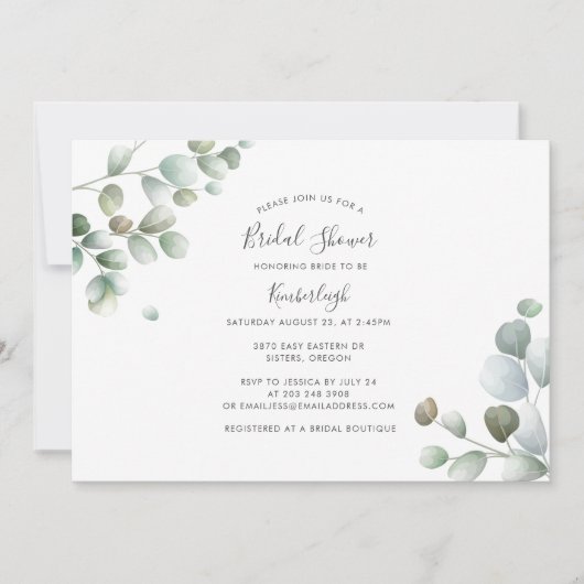 Eucalyptus Botanische Script Vrijgezellenfeest Kaart (Voorkant)