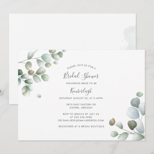 Eucalyptus Botanische Script Vrijgezellenfeest Kaart (Voorkant / Achterkant)