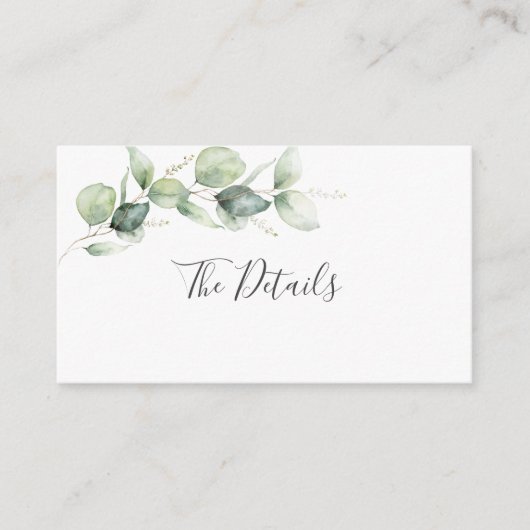 Eucalyptus Botanische Trouwdetails Informatiekaartje (Voorkant)