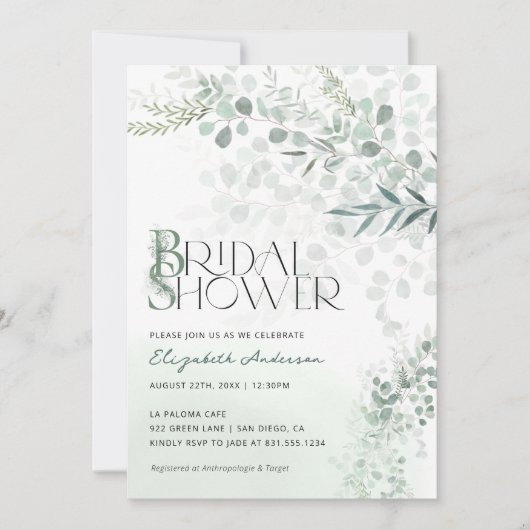 Eucalyptus Botanische Vrijgezellenfeest QR-code Kaart (Voorkant)