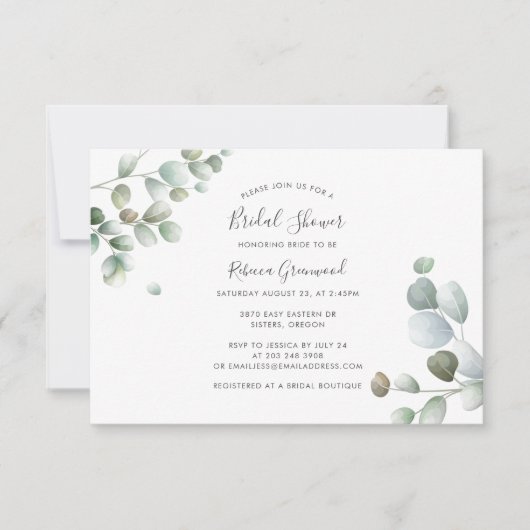 Eucalyptus Botanische Vrijgezellenfeest voor het v Notitiekaartje (Voorkant)