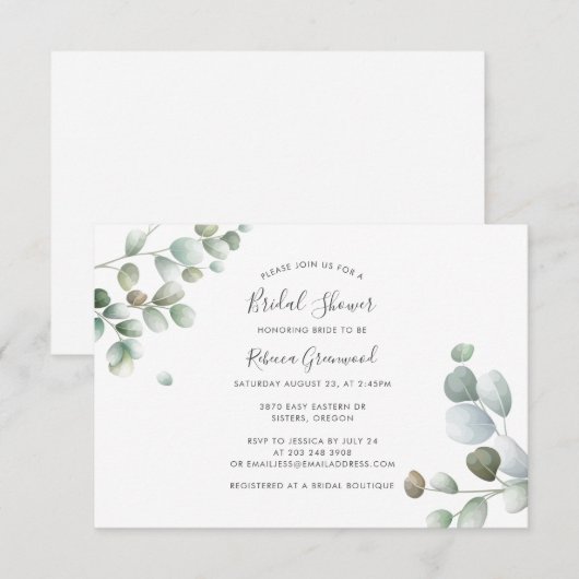 Eucalyptus Botanische Vrijgezellenfeest voor het v Notitiekaartje (Voorkant / Achterkant)