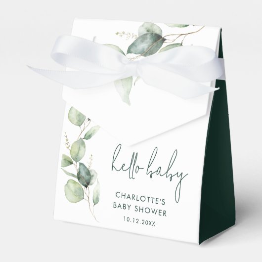 Eucalyptus Botanische Waterverf Baby shower Bedankdoosjes (Voorkant Zijde)