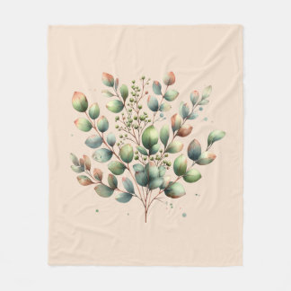 Eucalyptus botanische waterverf crème gekleurd fleece deken