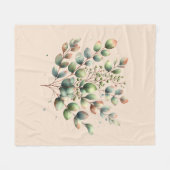 Eucalyptus botanische waterverf crème gekleurd fleece deken (Voorkant (Horizontaal))