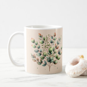 Eucalyptus botanische waterverf crème gekleurd koffiemok