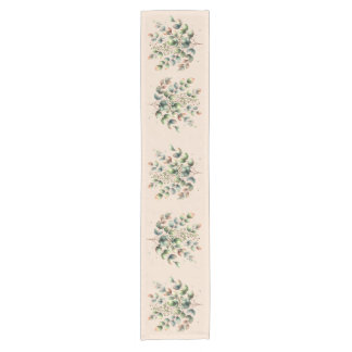 Eucalyptus botanische waterverf crème gekleurd korte tafelloper