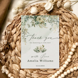 Eucalyptus Botanische Waterverf Groen Baby shower Bedankkaart