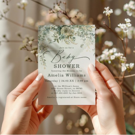 Eucalyptus Botanische Waterverf Groen Baby shower Kaart