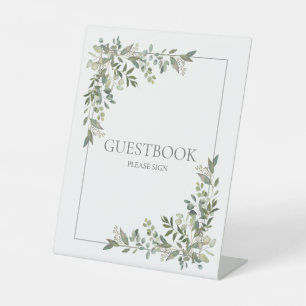 Eucalyptus Botanische Wijze Groen Gastenboek Reclamebord Met Voetstuk