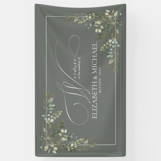 Eucalyptus Botanische Wijze Groene Bruiloft Banner (Verticaal)