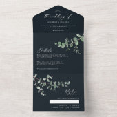 Eucalyptus botanische zwarte uitnodiging + rsvp (Binnen)