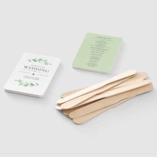 Eucalyptus Bough Waterverf Wedding Programme Handwaaier (Niet-gemonteerd)