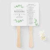 Eucalyptus Bough Wedding Programme Hand Fan Handwaaier (Voorkant en achterkant)