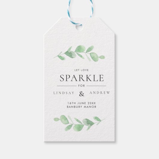 Eucalyptus Bough Wedding Sparkler Label Cadeaulabel (Voorkant)