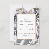 Eucalyptus Bouquet met roze rand huwelijk Save The Date (Voorkant)