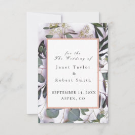 Eucalyptus Bouquet met roze rand huwelijk Save The Date