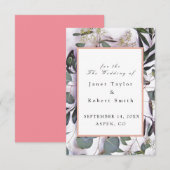 Eucalyptus Bouquet met roze rand huwelijk Save The Date (Voorkant / Achterkant)