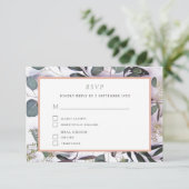 Eucalyptus Bouquet met roze rand RSVP (Staand voorkant)