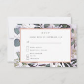 Eucalyptus Bouquet met roze rand RSVP Kaartje (Voorkant)
