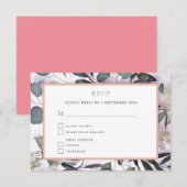 Eucalyptus Bouquet met roze rand RSVP Kaartje (Voorkant / Achterkant)