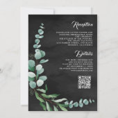 Eucalyptus Branch Charcoal QR Code Weddenschap Kaart (Achterkant)
