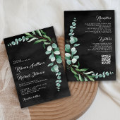 Eucalyptus Branch Charcoal QR Code Weddenschap Kaart