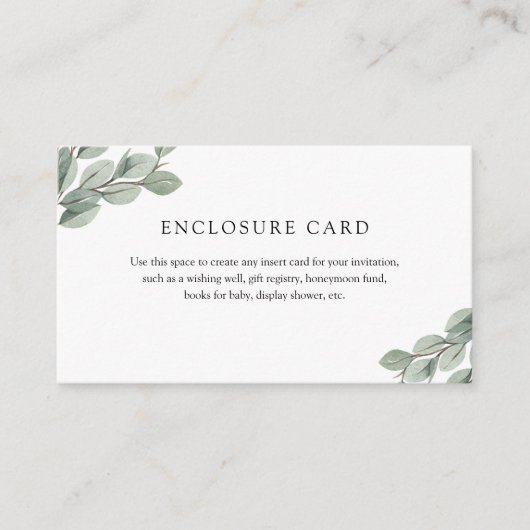 Eucalyptus Branch Enclosure Card Informatiekaartje (Voorkant)