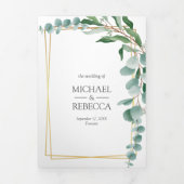 Eucalyptus Branch Goud Lijst Fotocollage Huwelijk Drieluik Uitnodiging (Cover)