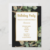 Eucalyptus Branch Green Gold Trim Birthday Kaart (Voorkant)