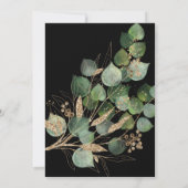 Eucalyptus Branch Green Gold Trim Birthday Kaart (Achterkant)