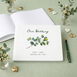 Eucalyptus branch green wedding guest book gastenboek