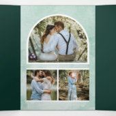 Eucalyptus Branch Photo QR Code Emerald Wedding Drieluik Uitnodiging (Binnenkant midden)