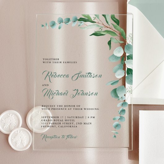 Eucalyptus Branch Wedding Acryl Uitnodigingen