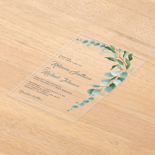 Eucalyptus Branch Wedding Acryl Uitnodigingen (Laagn)