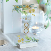 Eucalyptus Branch Wedding Acrylic Table Number Acryl Uitnodigingen
