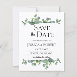 Eucalyptus Branch Wedding Save the Date