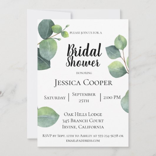 Eucalyptus Branches Bridal Shower Invitation Kaart (Voorkant)