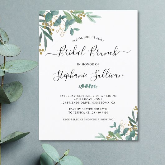 Eucalyptus Bridal Brunch Invitation Briefkaart