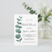 Eucalyptus Bridal Brunch Invitation Briefkaart. Uitnodiging Briefkaart (Staand voorkant)