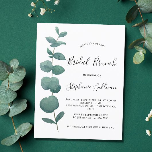 Eucalyptus Bridal Brunch Invitation Briefkaart. Uitnodiging Briefkaart