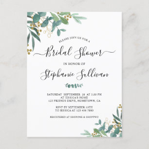 Eucalyptus Bridal Shower Invitation Briefkaart