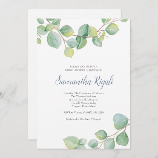 Eucalyptus Bridal Shower Kaart (Voorkant / Achterkant)