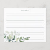 Eucalyptus Bridal Shower Recipe Cards (Achterkant)